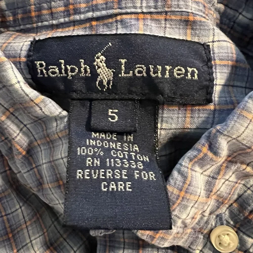 Ralph Lauren Boys Button Down Shirt 5‎ Plaid